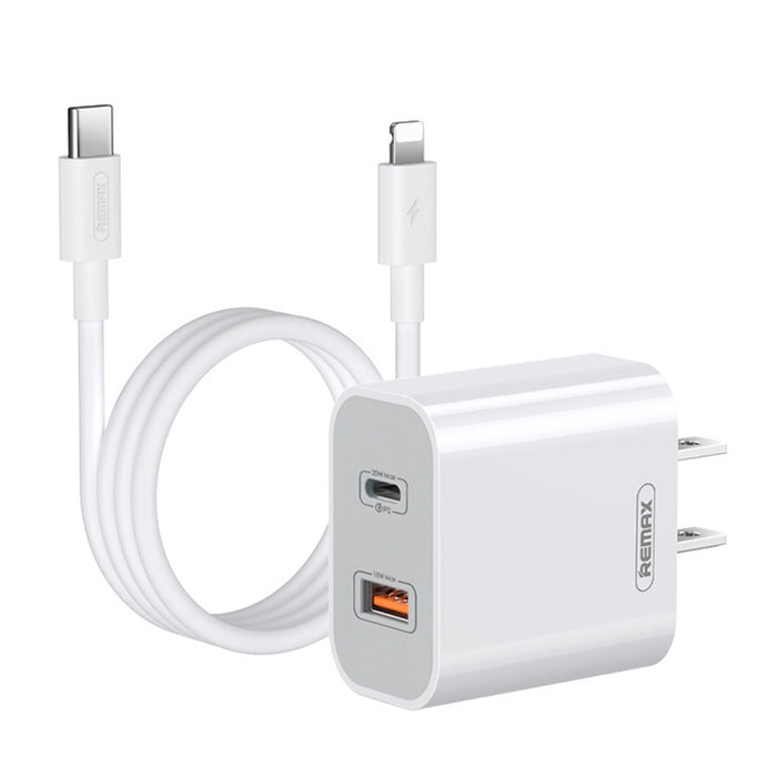 REMAX RP-U68 20W USB+USB-C/Type-C Juego de cargador rápido de doble interfaz