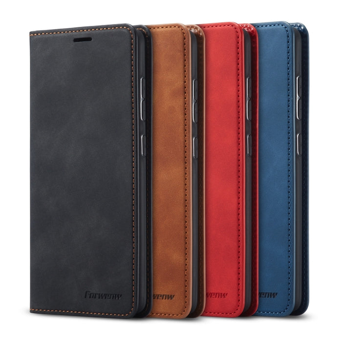 Forwenw Dream Series Oil Edge Fuerte magnetismo Funda de cuero con tapa horizontal con soporte y ranuras para tarjetas y billetera y marco de fotos, For Galaxy A51, For Galaxy A71, For Xiaomi Redmi Note 8 Pro, For Xiaomi Redmi Note 8, For Galaxy S20   ...