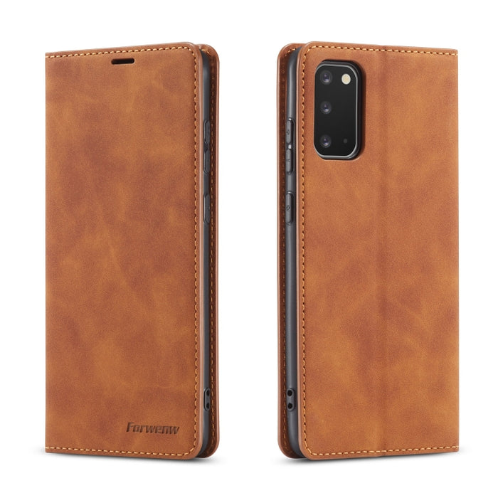 Forwenw Dream Series Oil Edge Fuerte magnetismo Funda de cuero con tapa horizontal con soporte y ranuras para tarjetas y billetera y marco de fotos, For Galaxy A51, For Galaxy A71, For Xiaomi Redmi Note 8 Pro, For Xiaomi Redmi Note 8, For Galaxy S20   ...