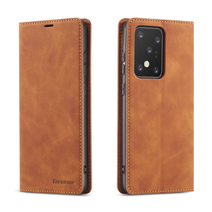 Forwenw Dream Series Oil Edge Fuerte magnetismo Funda de cuero con tapa horizontal con soporte y ranuras para tarjetas y billetera y marco de fotos, For Galaxy A51, For Galaxy A71, For Xiaomi Redmi Note 8 Pro, For Xiaomi Redmi Note 8, For Galaxy S20   ...