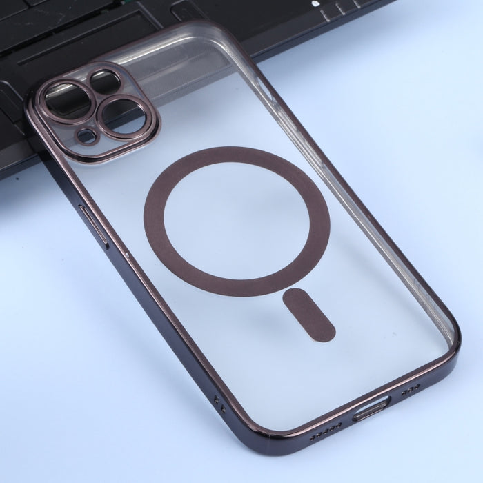 Estuche de teléfono de TPU recto de galvanoplastia MagSafe