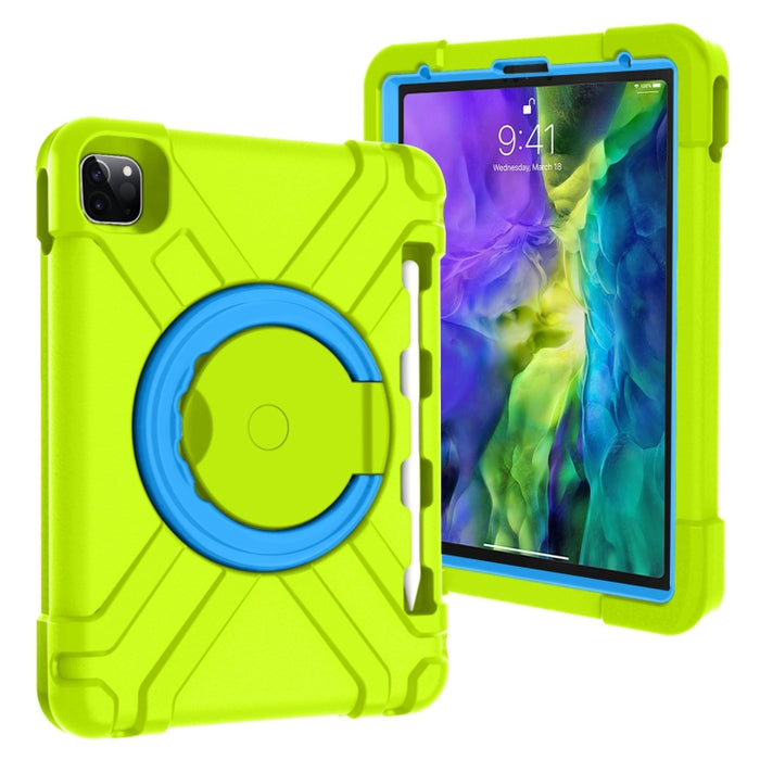 Estuche combinado de PC + silicona a prueba de golpes con soporte giratorio de 360 grados y manija