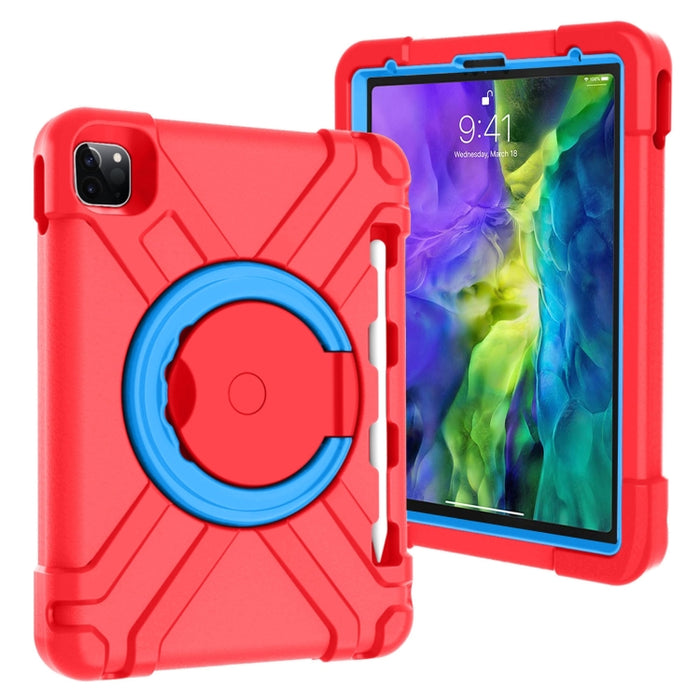 Estuche combinado de PC + silicona a prueba de golpes con soporte giratorio de 360 grados y manija