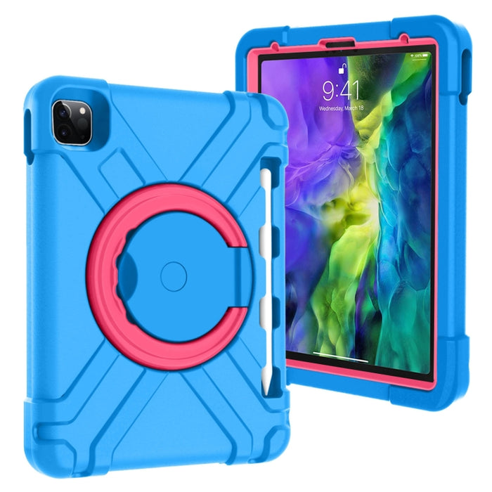 Estuche combinado de PC + silicona a prueba de golpes con soporte giratorio de 360 grados y manija