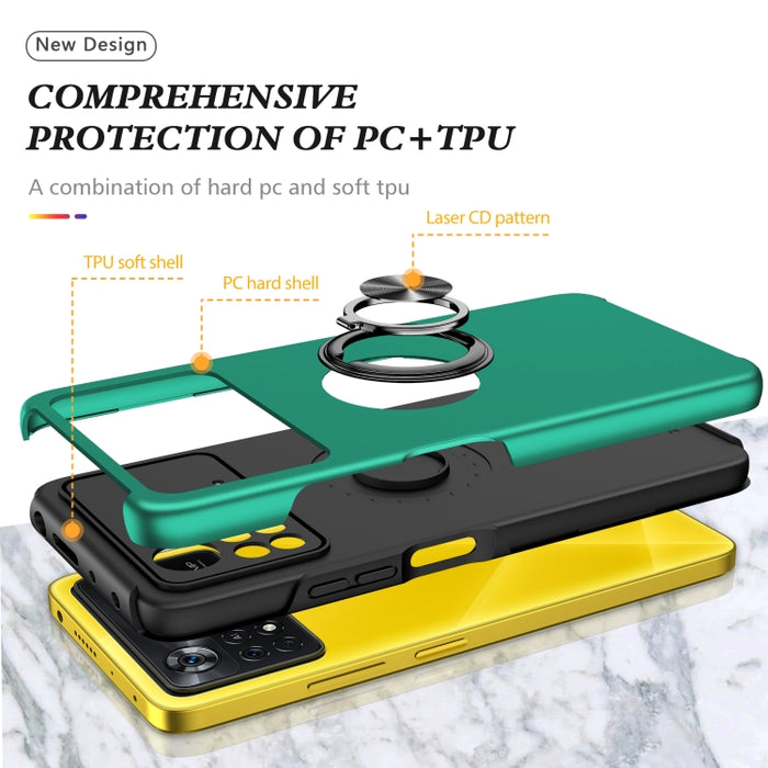 Caja magnética a prueba de golpes para teléfono PC + TPU con soporte de anillo invisible, For Motorola Moto G Stylus 2022, For Motorola Moto G Stylus 5G 2022, For Xiaomi Redmi Note 11 Global, For Xiaomi Poco X4 Pro 5G