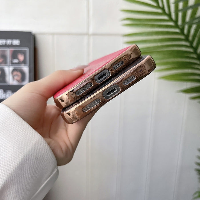 Estuche para teléfono con nano galvanoplastia de la serie Pinshang de cuero genuino