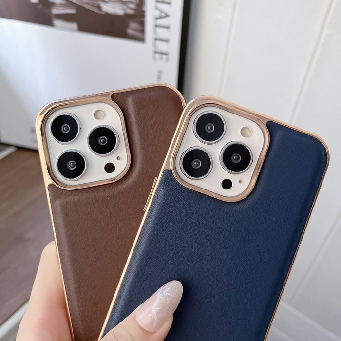 Estuche para teléfono con nano galvanoplastia de la serie Xiaoya de cuero genuino
