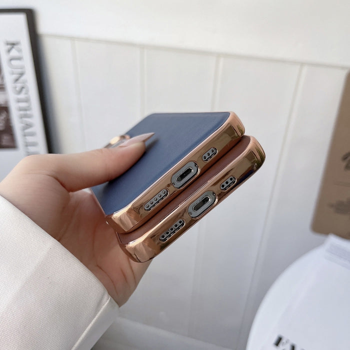 Estuche para teléfono con nano galvanoplastia de la serie Xiaoya de cuero genuino