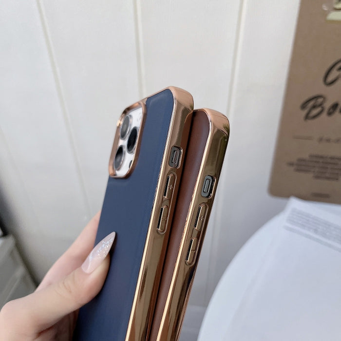 Estuche para teléfono con nano galvanoplastia de la serie Xiaoya de cuero genuino
