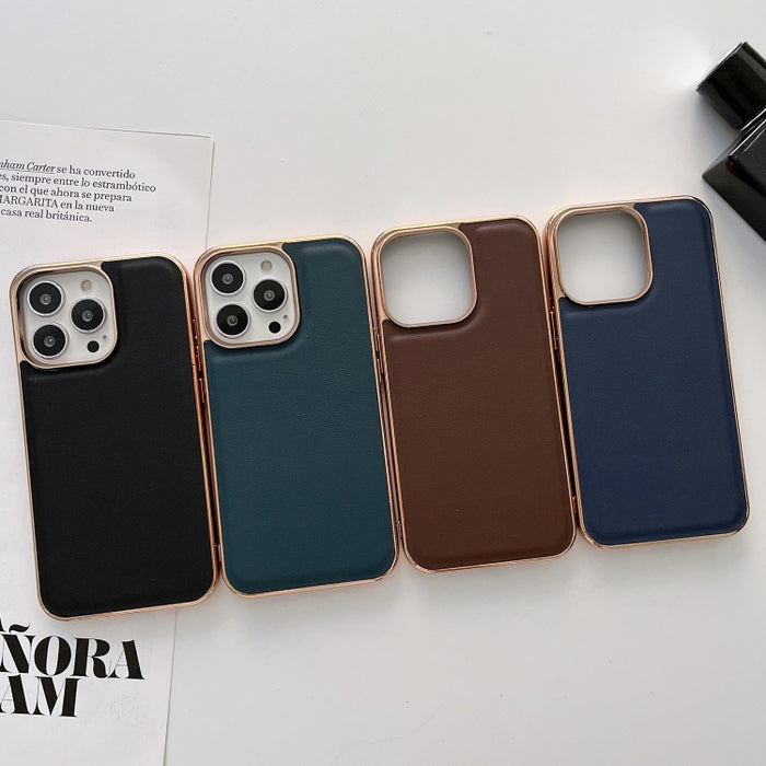 Estuche para teléfono con nano galvanoplastia de la serie Xiaoya de cuero genuino