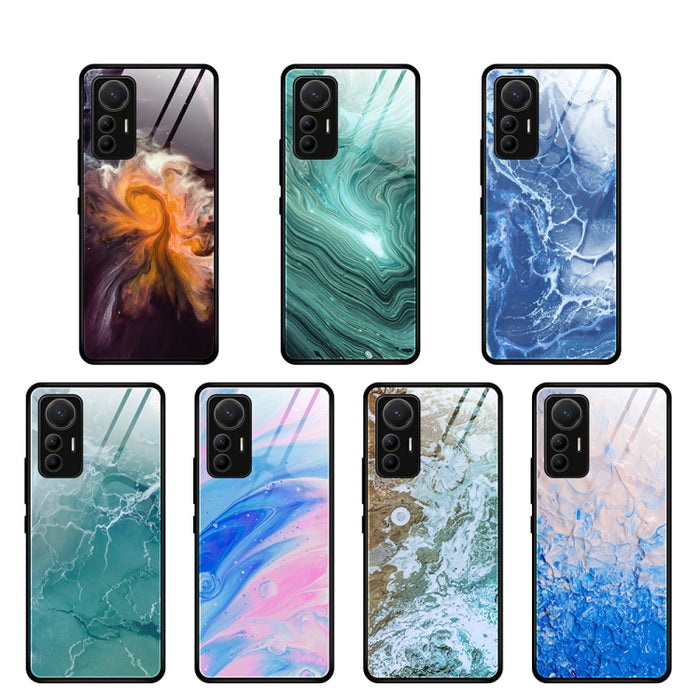 Estuche protector de vidrio con patrón de mármol, For Xiaomi 12 Lite