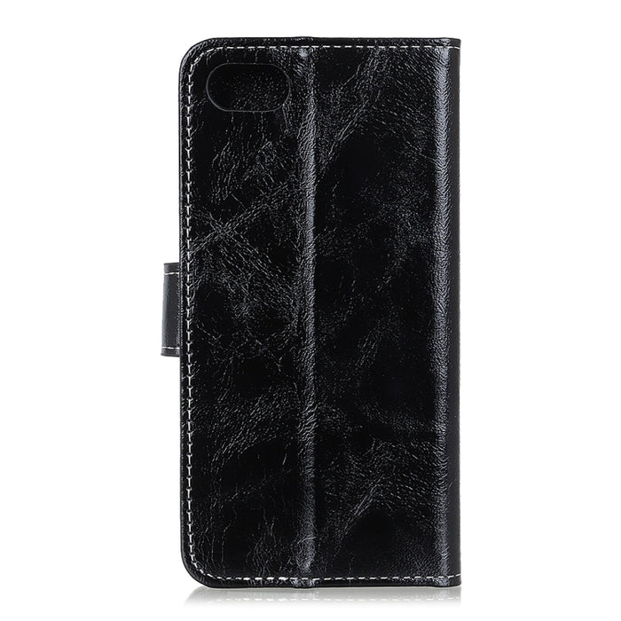 Vintage Crazy Horse PU + + Estuche de cuero izquierdo y derecho con marco de fotos y soporte y hebilla delantera y trasera