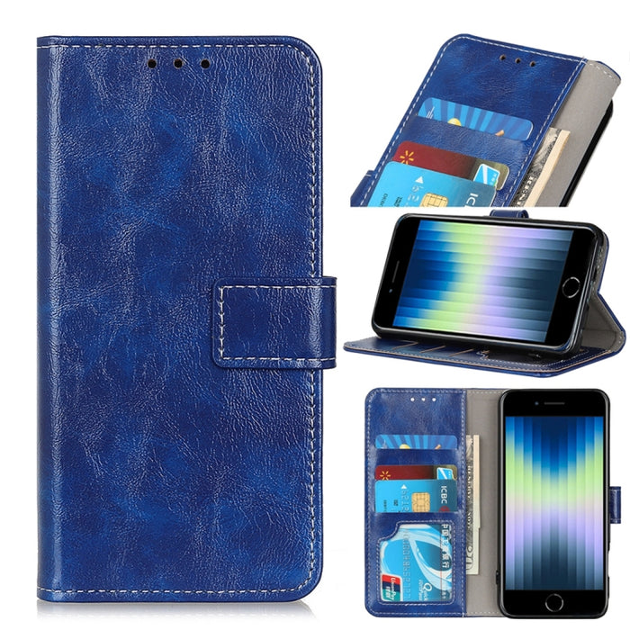 Vintage Crazy Horse PU + + Estuche de cuero izquierdo y derecho con marco de fotos y soporte y hebilla delantera y trasera
