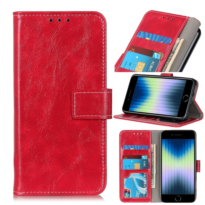Vintage Crazy Horse PU + + Estuche de cuero izquierdo y derecho con marco de fotos y soporte y hebilla delantera y trasera