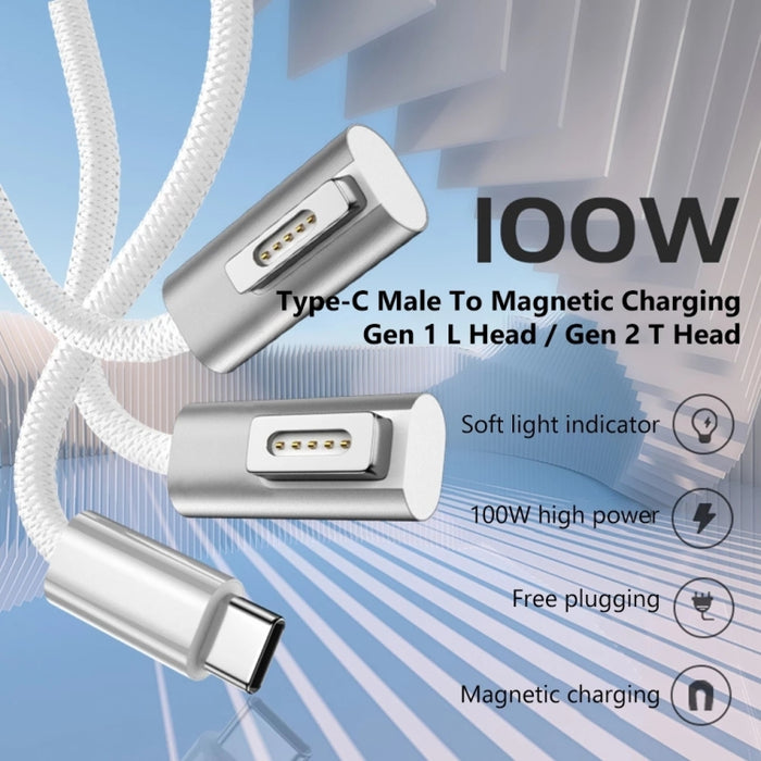 Cable de carga MagSafe 1 de 100 W y 5 pines (en forma de L) a USB-C / Type-C PD, longitud del cable: 1,8 m
