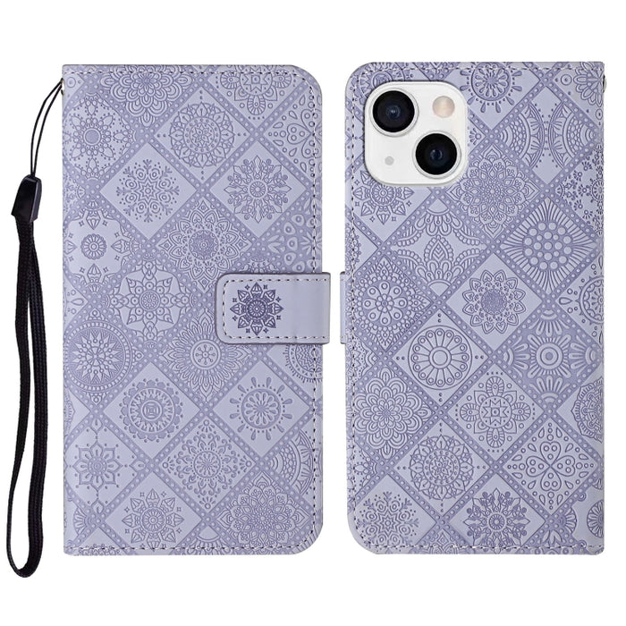 Estuche para teléfono de cuero con patrón en relieve de estilo étnico