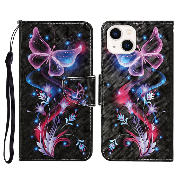 Estuche para teléfono de cuero con tapa de dibujo coloreado en 3D