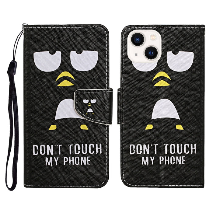 Estuche para teléfono de cuero con tapa de dibujo coloreado en 3D