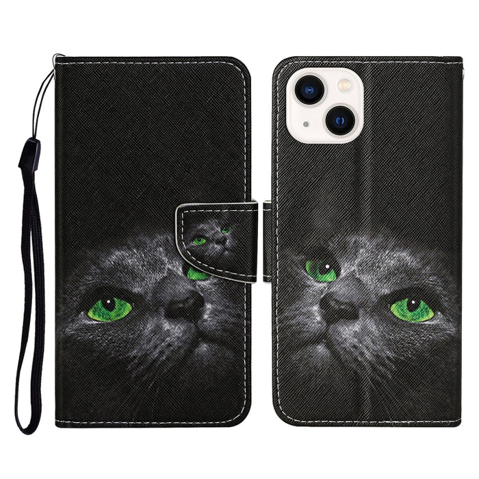 Estuche para teléfono de cuero con tapa de dibujo coloreado en 3D