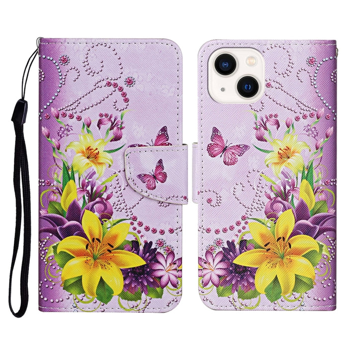 Estuche para teléfono de cuero con tapa de dibujo coloreado en 3D