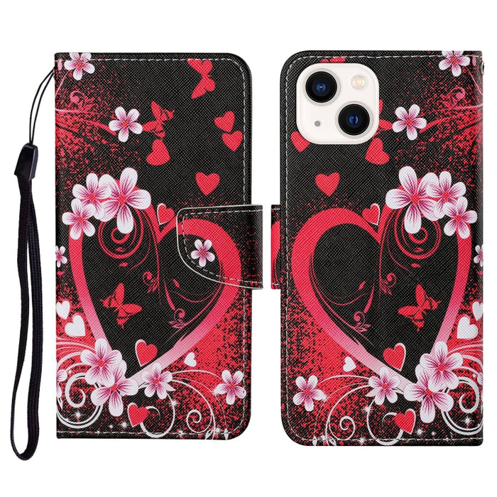 Estuche para teléfono de cuero con tapa de dibujo coloreado en 3D