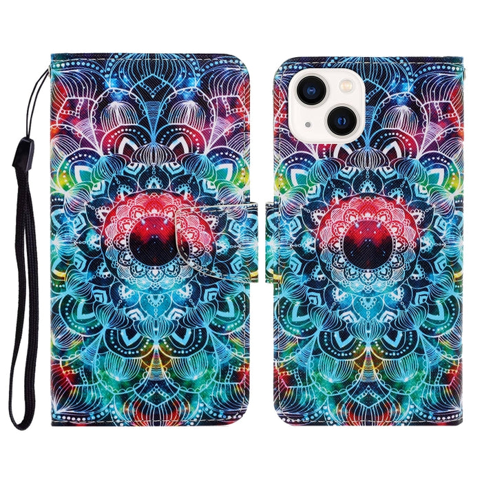 Estuche para teléfono de cuero con tapa de dibujo coloreado en 3D