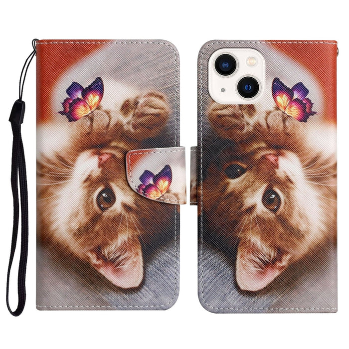 Estuche para teléfono de cuero con tapa de dibujo coloreado en 3D