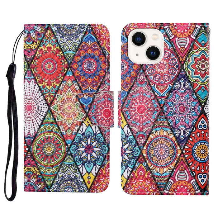 Estuche para teléfono de cuero con tapa de dibujo coloreado en 3D