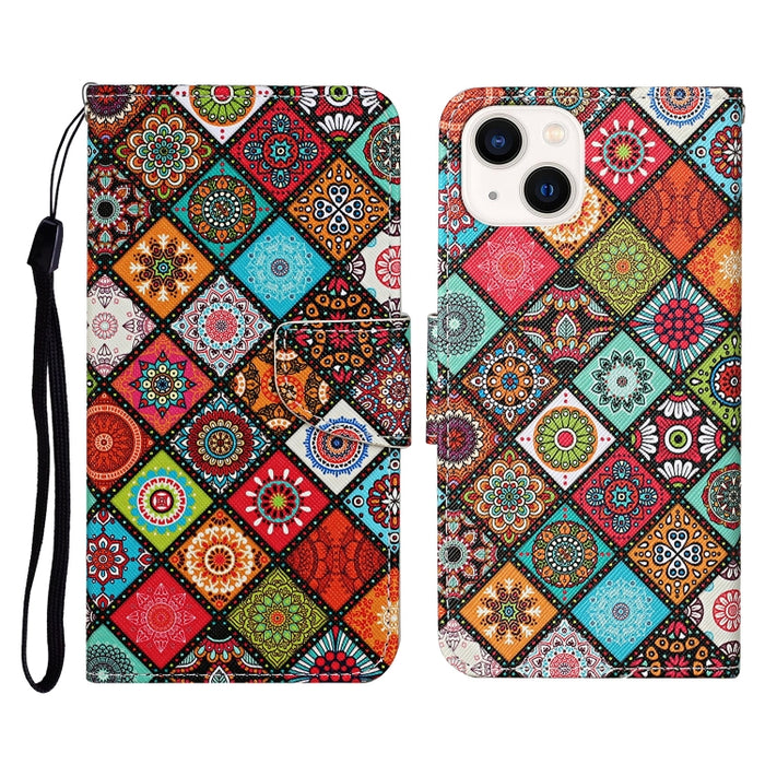 Estuche para teléfono de cuero con tapa de dibujo coloreado en 3D