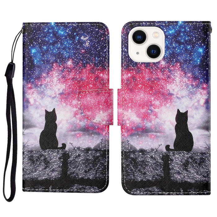 Estuche para teléfono de cuero con tapa de dibujo coloreado en 3D