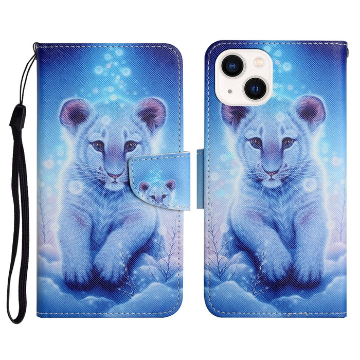 Estuche para teléfono de cuero con tapa de dibujo coloreado en 3D
