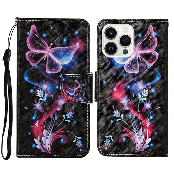 Estuche para teléfono de cuero con tapa de dibujo coloreado en 3D