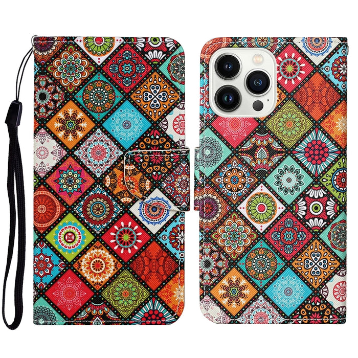 Estuche para teléfono de cuero con tapa de dibujo coloreado en 3D