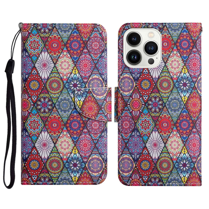 Estuche para teléfono de cuero con tapa de dibujo coloreado en 3D