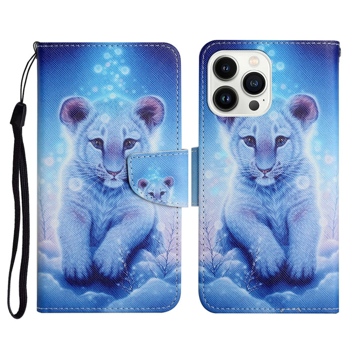 Estuche para teléfono de cuero con tapa de dibujo coloreado en 3D