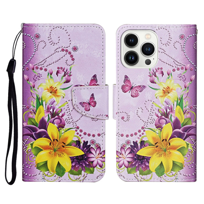 Estuche para teléfono de cuero con tapa de dibujo coloreado en 3D