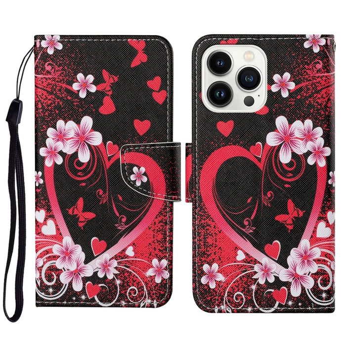 Estuche para teléfono de cuero con tapa de dibujo coloreado en 3D