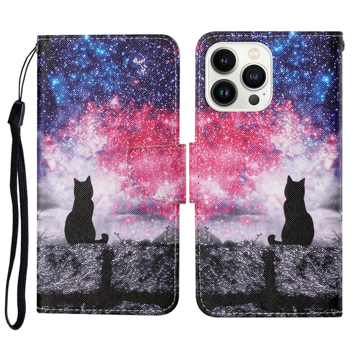 Estuche para teléfono de cuero con tapa de dibujo coloreado en 3D