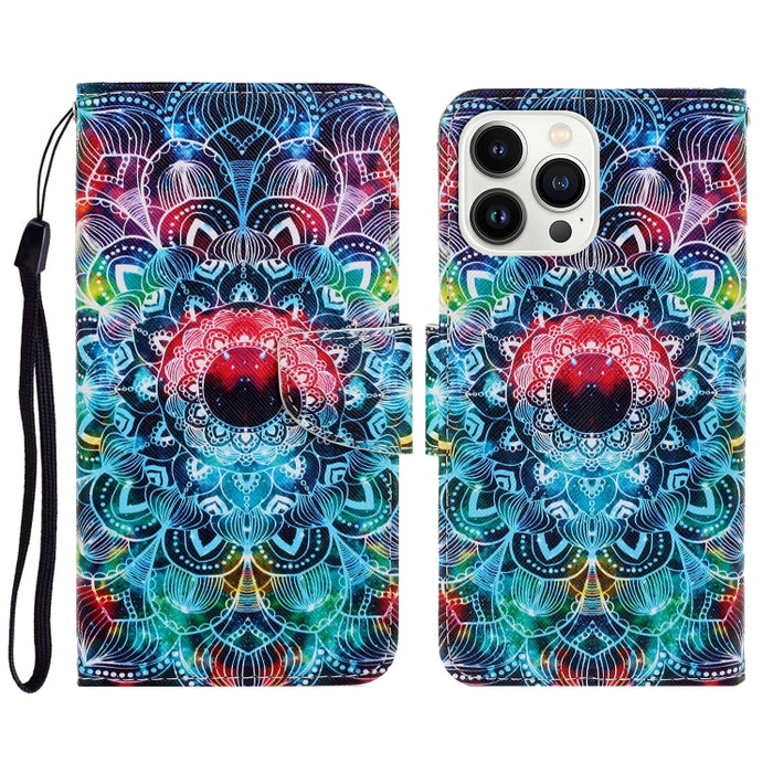 Estuche para teléfono de cuero con tapa de dibujo coloreado en 3D