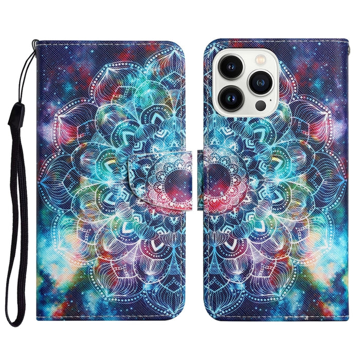 Estuche para teléfono de cuero con tapa de dibujo coloreado en 3D