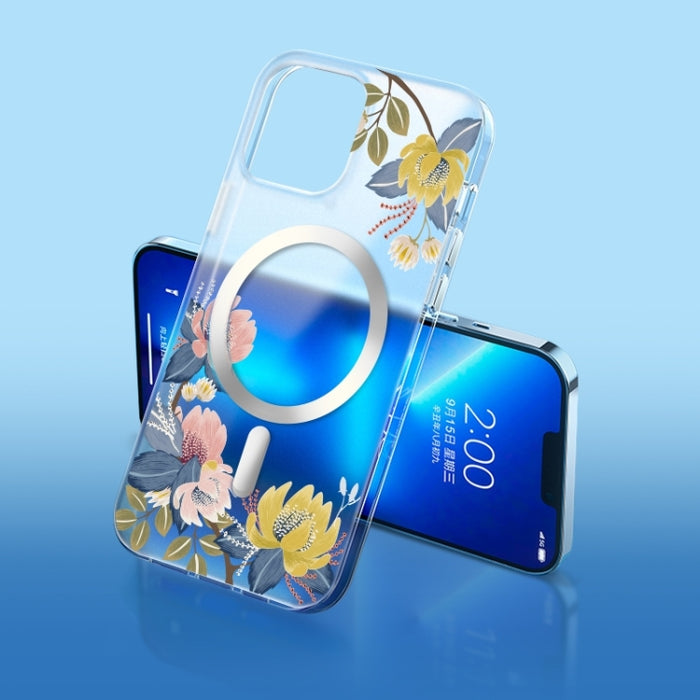 Estuche para teléfono MagSafe con diseño de flor esmerilada