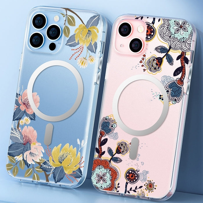 Estuche para teléfono MagSafe con diseño de flor esmerilada