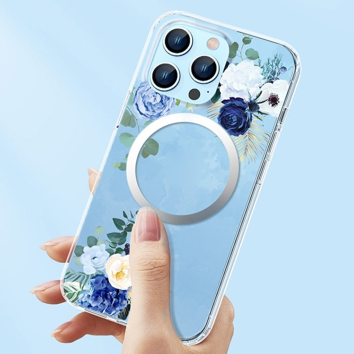 Estuche para teléfono MagSafe con diseño de flor esmerilada