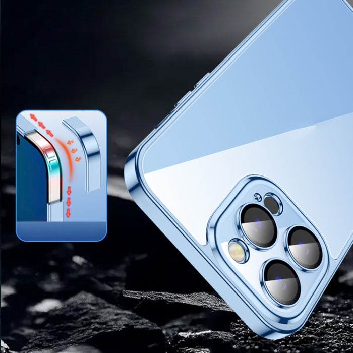 Estuche para teléfono con gafas de vidrio electrochapado