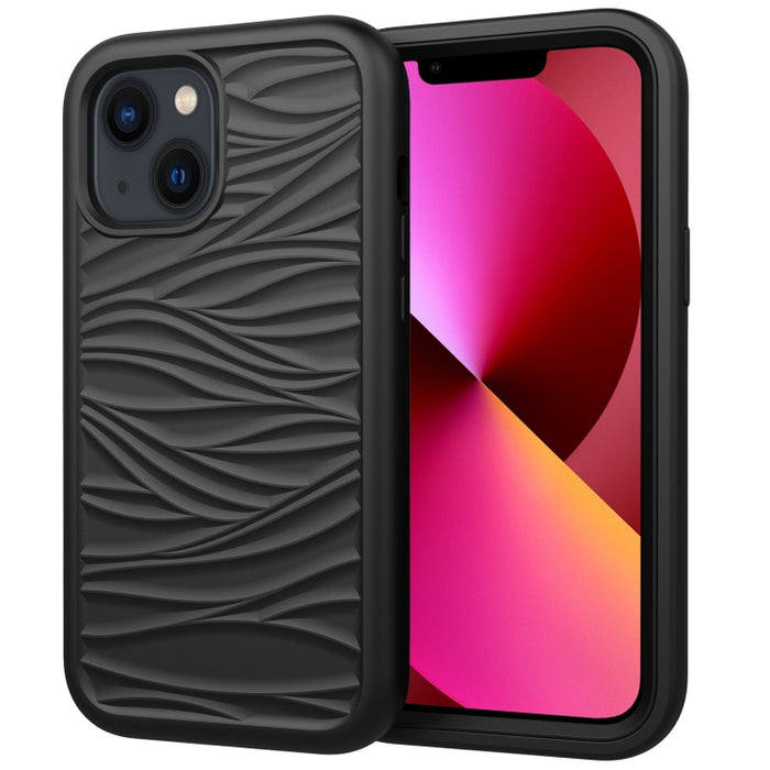 Wave Pattern 3 en 1 Silicona + PC Funda para teléfono a prueba de golpes