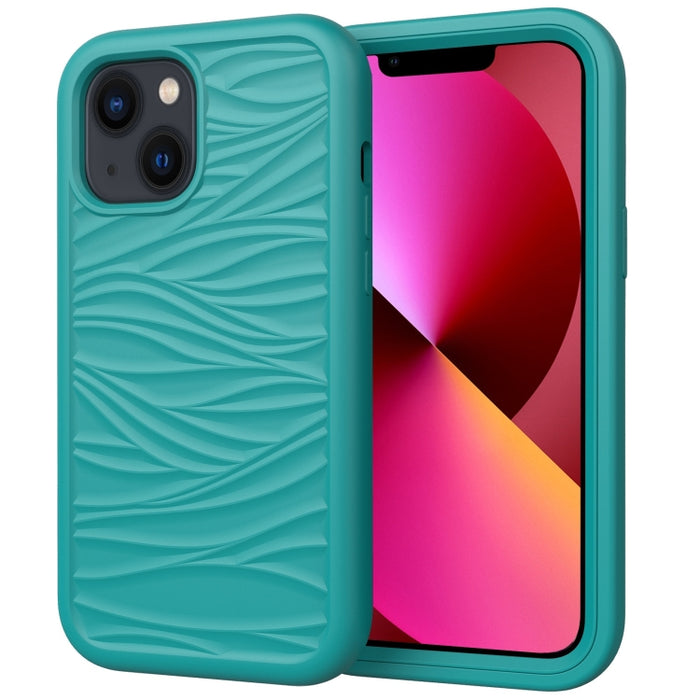 Wave Pattern 3 en 1 Silicona + PC Funda para teléfono a prueba de golpes