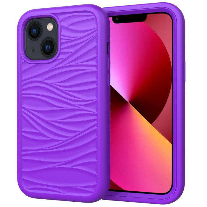Wave Pattern 3 en 1 Silicona + PC Funda para teléfono a prueba de golpes