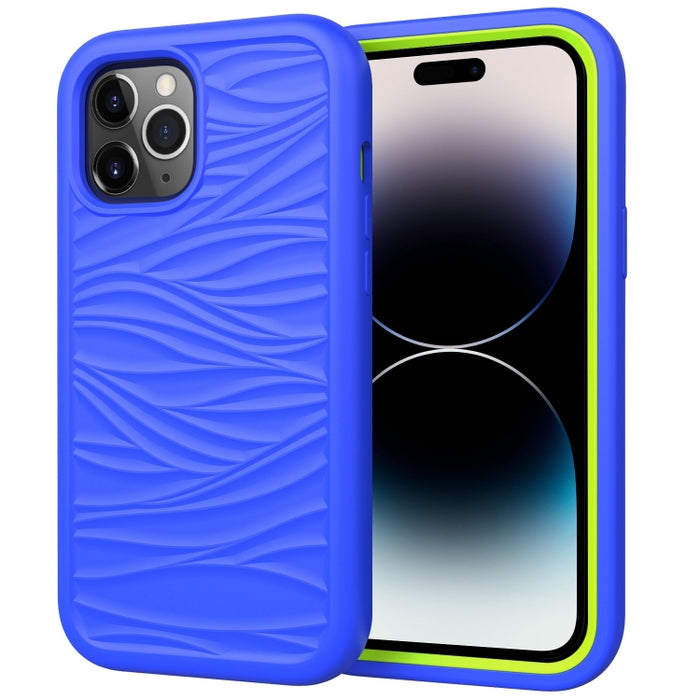 Wave Pattern 3 en 1 Silicona + PC Funda para teléfono a prueba de golpes