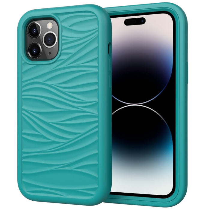 Wave Pattern 3 en 1 Silicona + PC Funda para teléfono a prueba de golpes