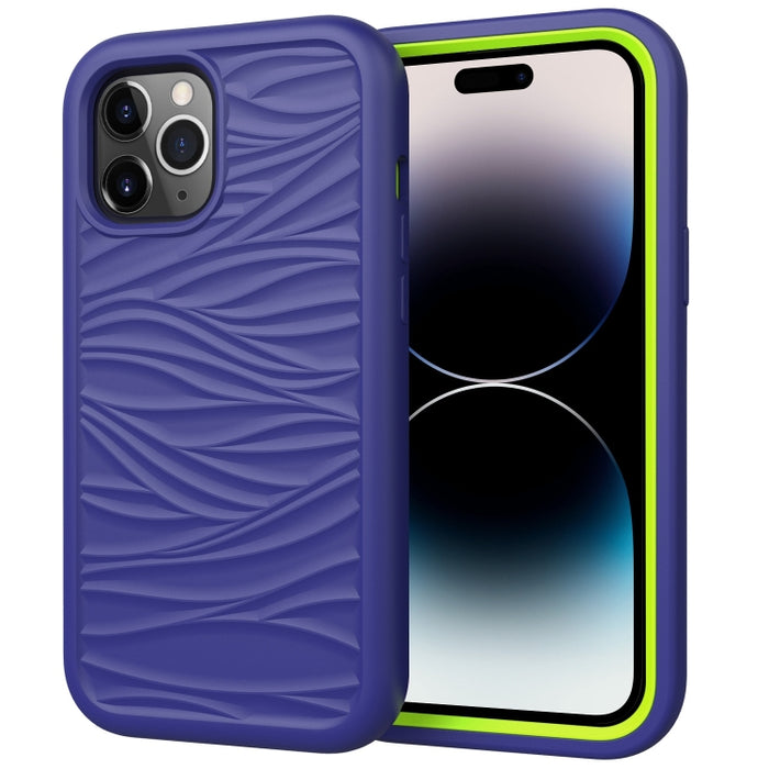 Wave Pattern 3 en 1 Silicona + PC Funda para teléfono a prueba de golpes